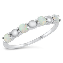 Load image into Gallery viewer, Sterling Silver Rhodium Plated white Lab Opal and Clear CZ Ring