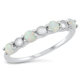 Sterling Silver Rhodium Plated white Lab Opal and Clear CZ Ring