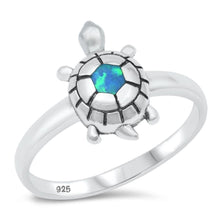 Load image into Gallery viewer, Sterling Silver Rhodium Plated White Opal Turtle Ring - silverdepot