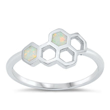 Load image into Gallery viewer, Sterling Silver Rhodium Plated White Opal Honeycomb Ring - silverdepot