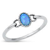 Sterling Silver Oxidized Blue Lab Opal Ring-6.9mm