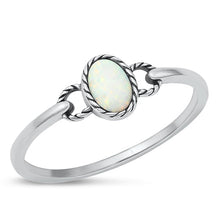 Load image into Gallery viewer, Sterling Silver Oxidized White Lab Opal Ring-6.9mm