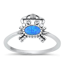 Load image into Gallery viewer, Sterling Silver Oxidized Crab Blue Opal Ring