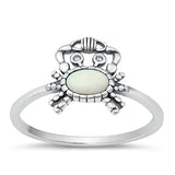 Sterling Silver Oxidized Crab White Lab Opal Ring