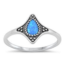 Load image into Gallery viewer, Sterling Silver Rhodium Plated Blue Lab Opal and Ring