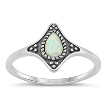 Load image into Gallery viewer, Sterling Silver Rhodium Plated White Lab Opal and Ring