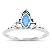 Load image into Gallery viewer, Sterling Silver Oxidized Blue Lab Opal and Ring-9.5mm