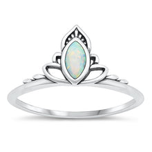 Load image into Gallery viewer, Sterling Silver Oxidized White Lab Opal and Ring-9.5mm