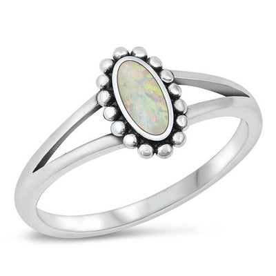 Sterling Silver White Lab Opal Ring-1