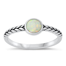 Load image into Gallery viewer, Sterling Silver Oxidized White Lab Opal and Ring-6mm