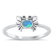 Load image into Gallery viewer, Sterling Silver Oxidized Crab Blue Lab Opal Ring