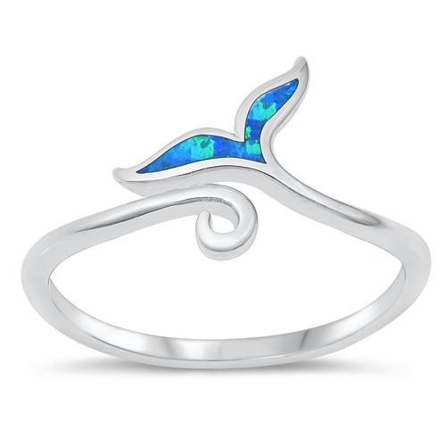 Sterling Silver Whale Tail Blue Lab Lab-Opal Ring