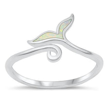 Load image into Gallery viewer, Sterling Silver Whale Tail white Lab Lab-Opal Ring