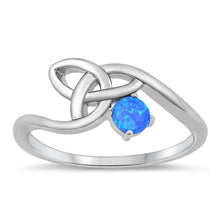 Load image into Gallery viewer, Sterling Silver Rhodium Plated Celtic Blue Lab Opal Ring