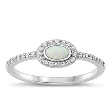 Load image into Gallery viewer, Sterling Silver Rhodium Plated White Lab Opal Ring-6.2mm