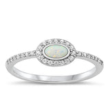 Sterling Silver Rhodium Plated White Lab Opal Ring-6.2mm