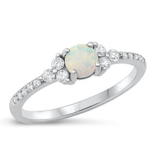 Load image into Gallery viewer, Sterling Silver Rhodium Plated White Lab Opal Ring-5mm