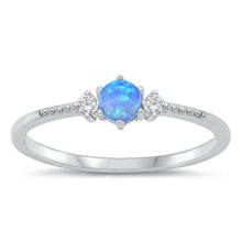 Load image into Gallery viewer, Sterling Silver Rhodium Plated Blue Lab Opal Ring-4.9mm