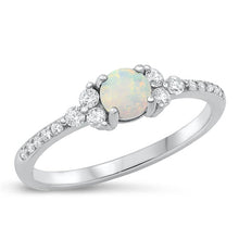 Load image into Gallery viewer, Sterling Silver Rhodium Plated Blue Lab Opal Ring-5mm