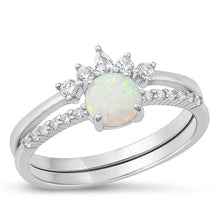 Load image into Gallery viewer, Sterling Silver Rhodium Plated White Lab Opal Ring-9.1mm