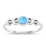 Sterling Silver Oxidized Moon Phases Blue Lab Opal Ring-5.2mm