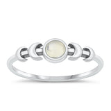 Sterling Silver Oxidized Moonstone Moon Phases Ring