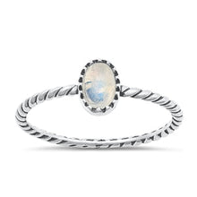 Load image into Gallery viewer, Sterling Silver Oxidized Moonstone Ring-6.8mm
