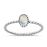 Sterling Silver Oxidized Moonstone Ring-6.8mm