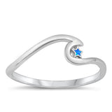 Sterling Silver Oxidized Wave and Star Blue Lab Opal Ring