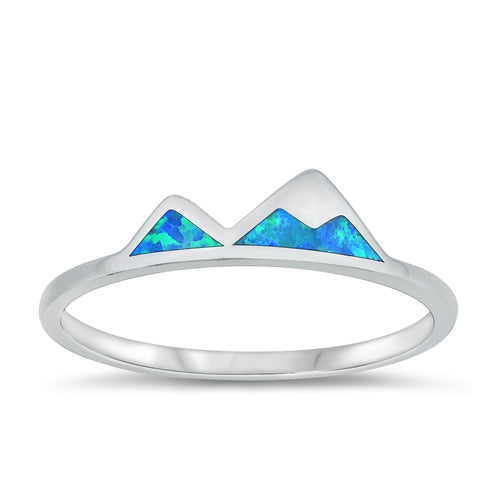 Sterling Silver Rhodium Plated Mountain Blue Lab Opal Ring