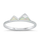 Sterling Silver Rhodium Plated Mountain White Lab Opal Ring