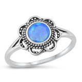 Sterling Silver Oxidized Blue Lab Opal and Ring