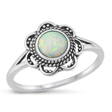 Sterling Silver Oxidized White Lab Opal and Ring