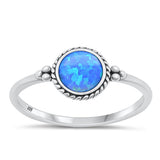 Sterling Silver Oxidized Blue Lab Opal Ring-8mm