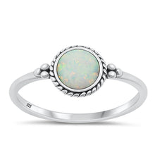 Load image into Gallery viewer, Sterling Silver Oxidized White Lab Opal Ring-8mm