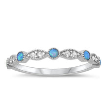 Load image into Gallery viewer, Sterling Silver Rhodium Plated Blue Lab Opal Ring