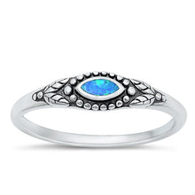 Load image into Gallery viewer, Sterling Silver Blue Oval Lab Opal Oxidized Ring
