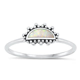Sterling Silver Oxidized Moon White Lab Opal Ring