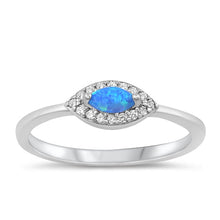 Load image into Gallery viewer, Sterling Silver Rhodium Plated Eye Blue Lab Opal and Ring-4.8mm