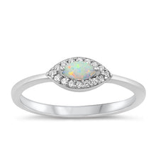 Load image into Gallery viewer, Sterling Silver Rhodium Plated Eye White Lab Opal and Ring-4.8mm