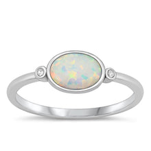 Load image into Gallery viewer, Sterling Silver Rhodium Plated White Lab Opal and Clear CZ Ring