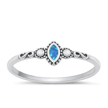 Load image into Gallery viewer, Sterling Silver Oxidized Blue Lab Opal Ring-6mm