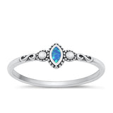 Sterling Silver Oxidized Blue Lab Opal Ring-6mm