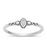 Sterling Silver Oxidized White Lab Opal Ring-6mm