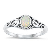 Load image into Gallery viewer, Sterling Silver Oxidized White Lab Opal Ring-6.8mm