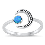 Sterling Silver Oxidized Sun and Moon Blue Lab Lab-Opal Ring