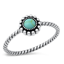 Load image into Gallery viewer, Sterling Silver Round Simulated Turquoise Stone Ring