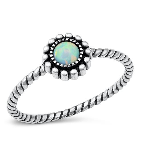 Sterling Silver white Lab Lab-Opal Ring