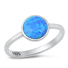 Sterling Silver Round Blue Lab Opal Ring