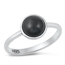 Load image into Gallery viewer, Sterling Silver Black Agate Stone Ring